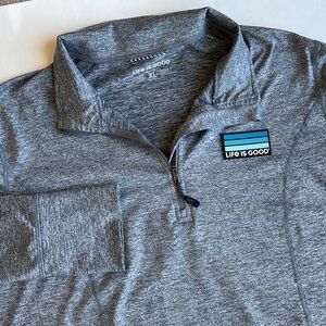 Life Is Good Gray Active 1/4‎ Zip Midweight UPF Pullover Performance Women’s XL